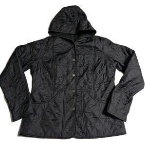 Barbour Grasmere Women's Quilted Jacket Hooded Black Size US 8 UK 12